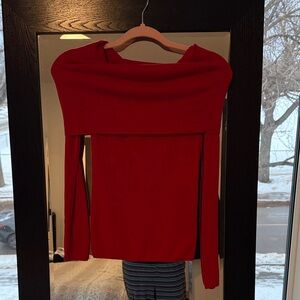 H&M Vibrant Red Off-Shoulder Sweater